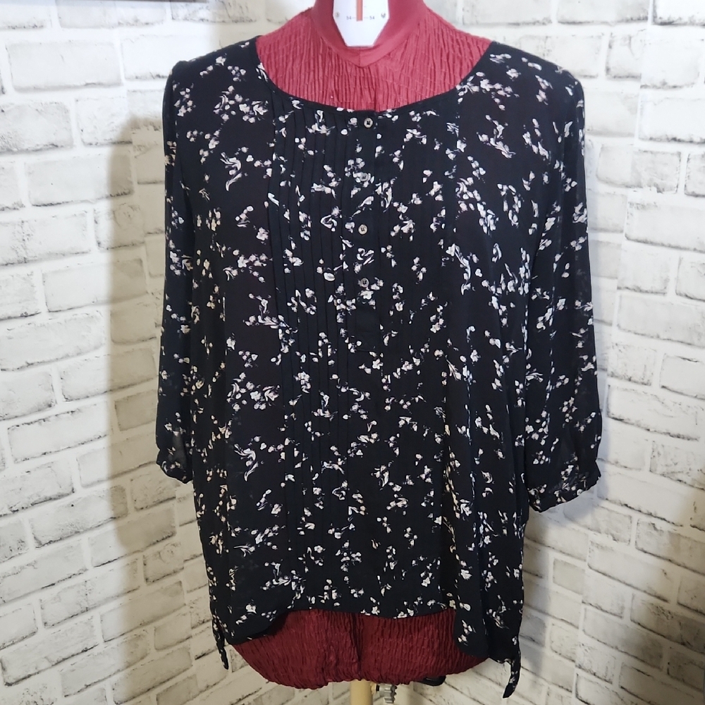 Philosophy Floral Black Blouse SZ 2X